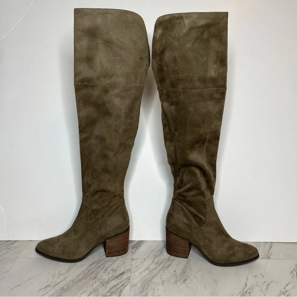 BP Luke Gray / Green Faux Suede Over The Knee Boot 8 1/2